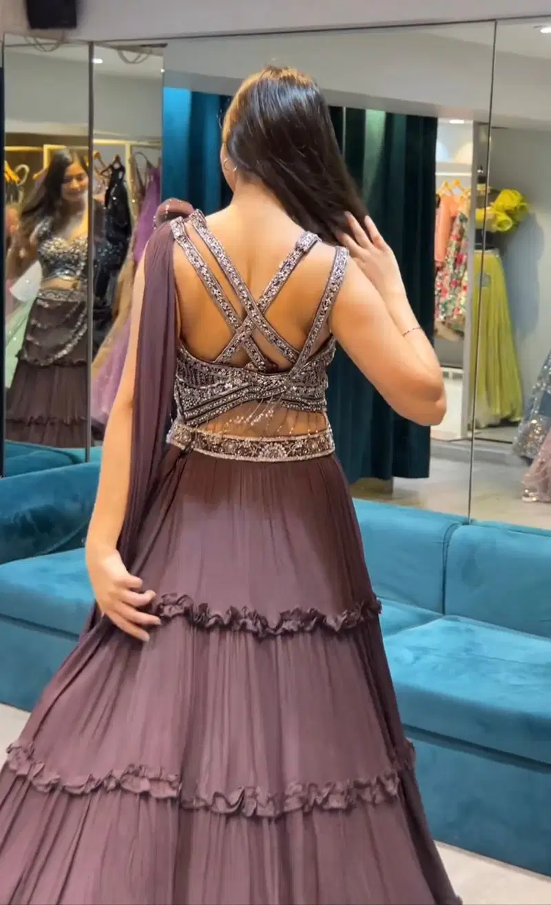 8014 Georgette Designer Party Wear Lehenga Choli Catalog