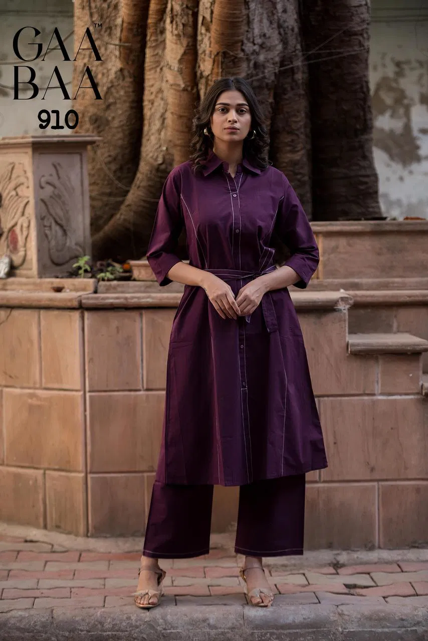 Gaabaa 910 Cotton Dhabu Plain Ladies Western Cord Set Suppliers In India