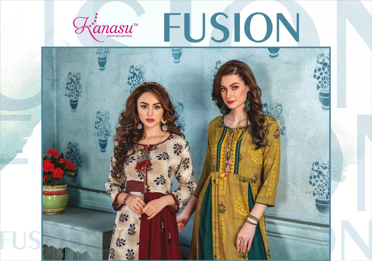 Kanasu Fusion Latest Designer Round Anarkali Style Long Kurtis Collection 