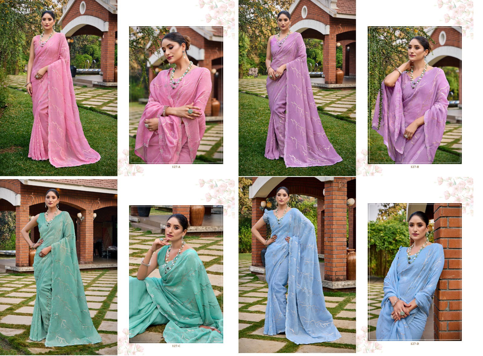 Df 127 A To 127 D Crunchy silk Designer Party Wear Saree Suppliers In India