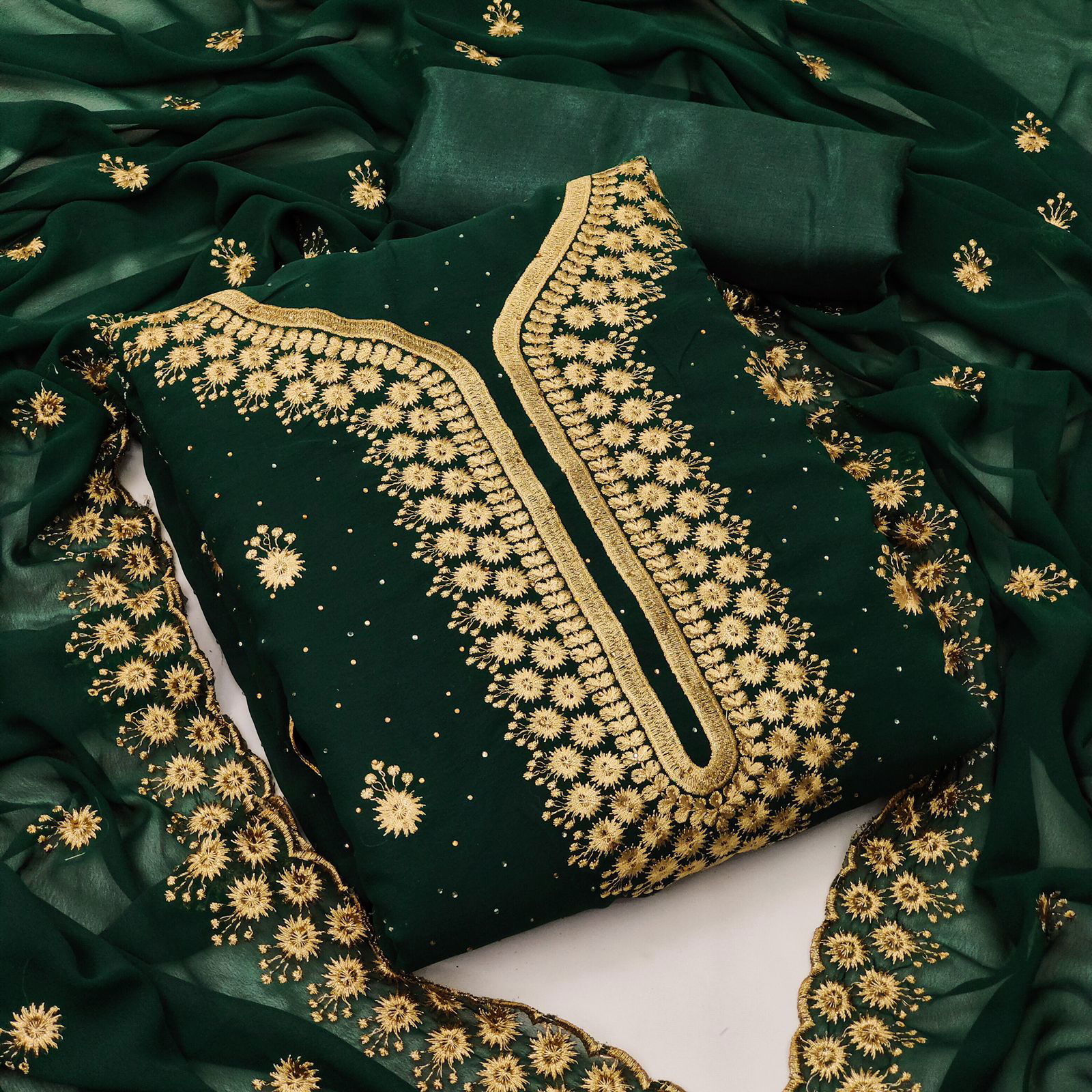 Fathima Designer Suits 1 New Festive Wear Georgette Dress Material