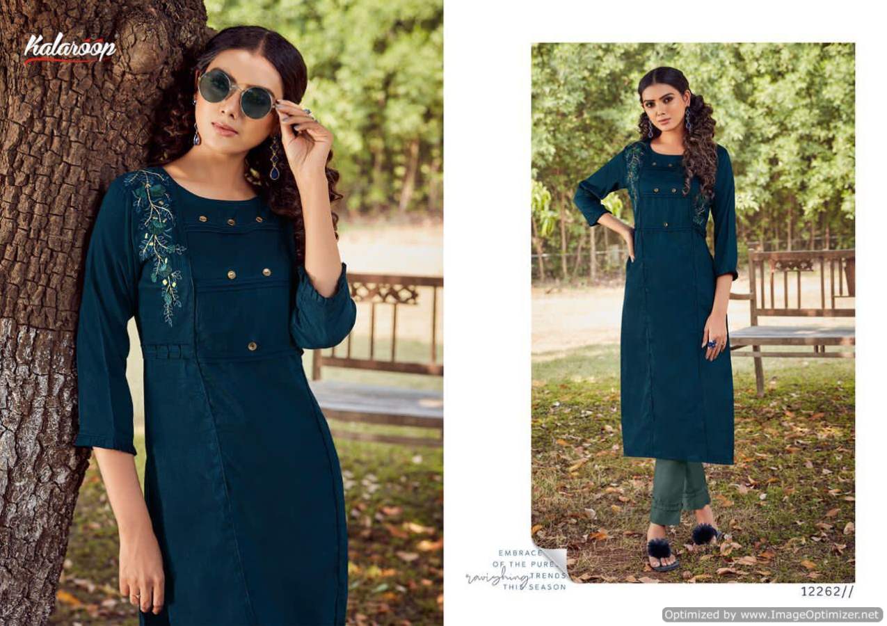 Kalaroop Floriana Latest Designer Lining Silk With Fancy Handwork Party Wear Kurti With Plazzo Collection 