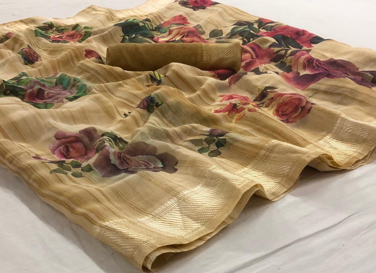 Lt Fiona Silk New Hit Design Arrived Casual Wear Soft linen silk Printed Saree Collection
