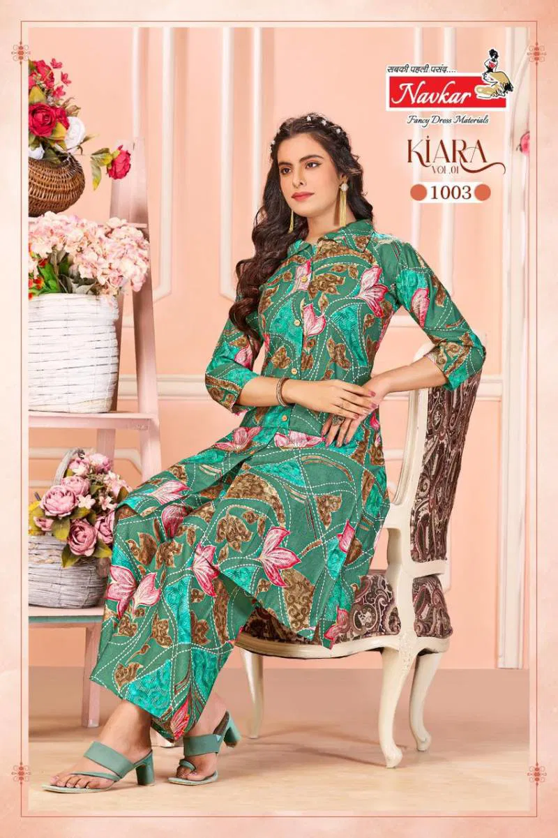 Kiara Vol 1 By Navkar Vatican Discharge Printed Kurti With Bottom Exporters In India