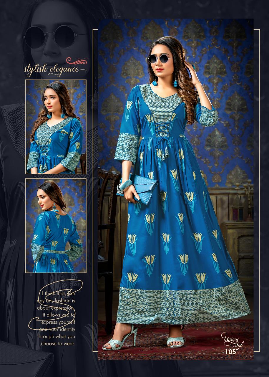 Ft Unique Style Latest Fancy Designer Heavy Rayon Printed Long Anarkali Kurtis Collection
