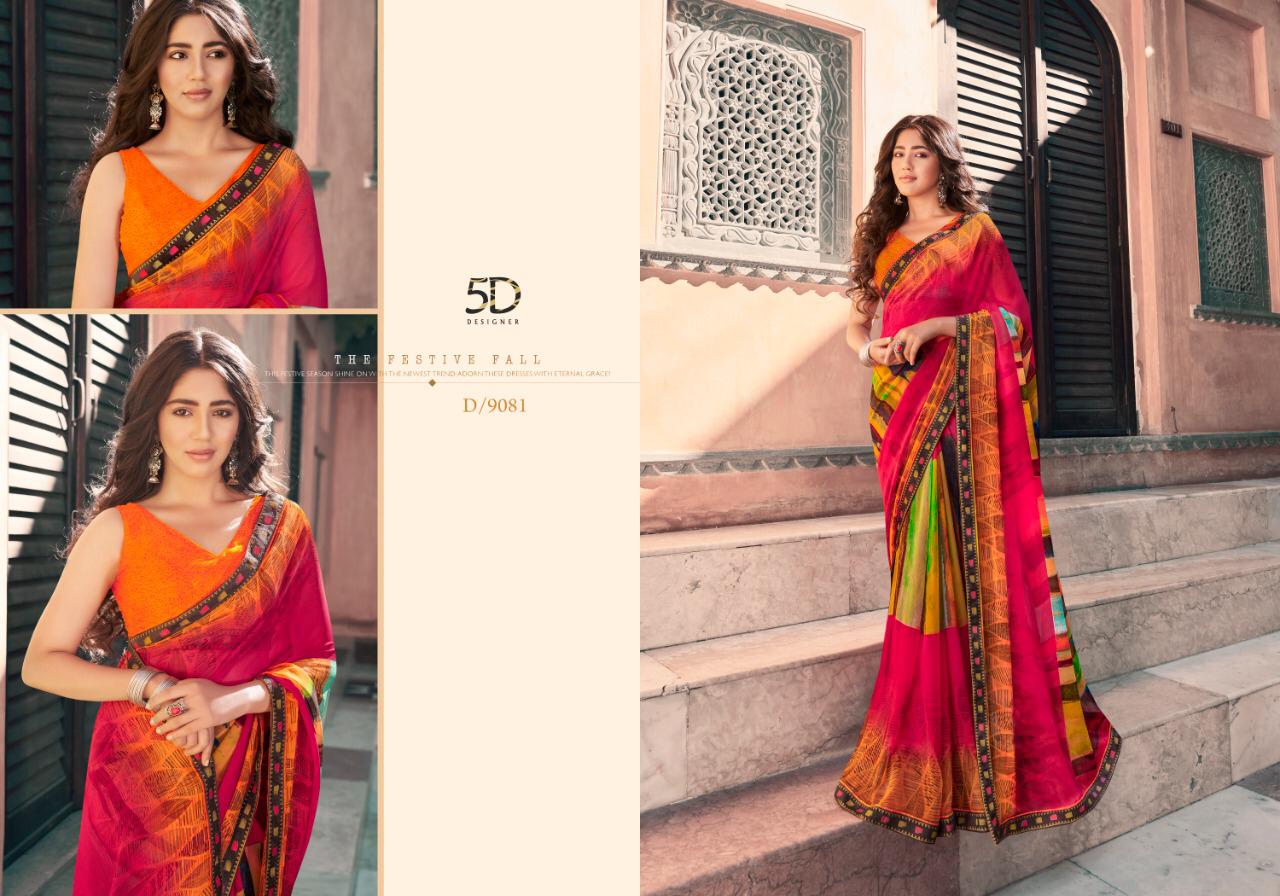 5D ZARA VOL-12 Designer Fancy Festive Wear Heavy Georgette Saree Collection