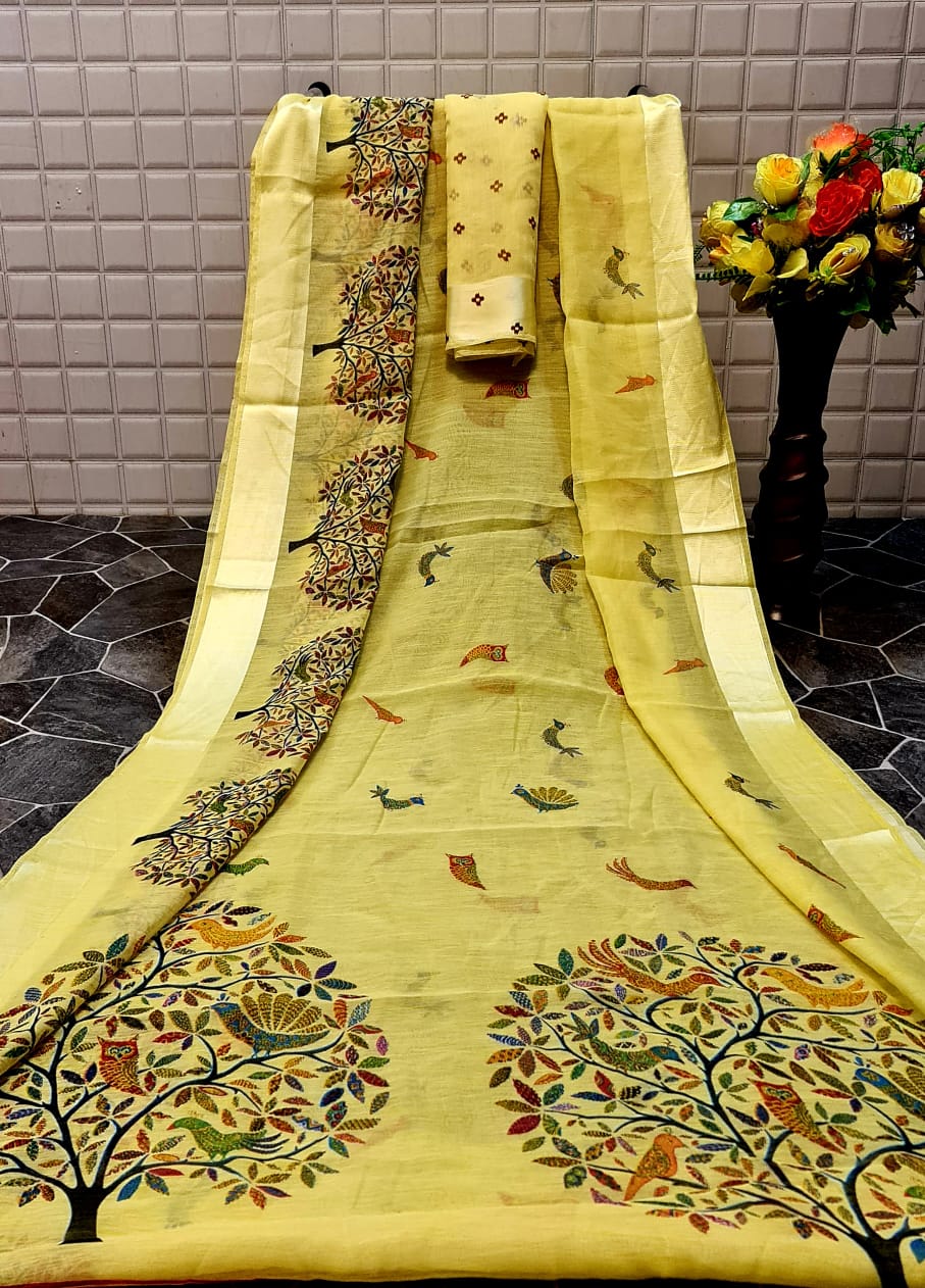 Mahek 3 Latest Daily Wear Casual Wear Printed Linen Cotton Saree Collection 