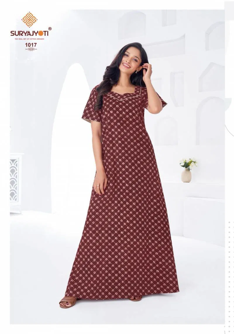 Pearl Vol 1 By Suryajyoti Cotton Printed Nighty Gown Wholesale Market In Surat