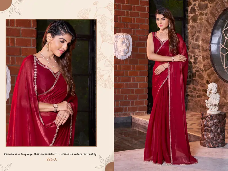 Mehek 884 A To E Satin Jimmy Silk Party Wear Sarees Exporters In India