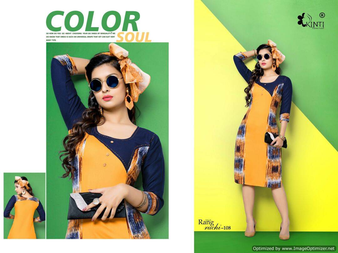 Kinti-Rang Ruchi Fancy Regular wear Pure Rayon printed Kurtis Collection

