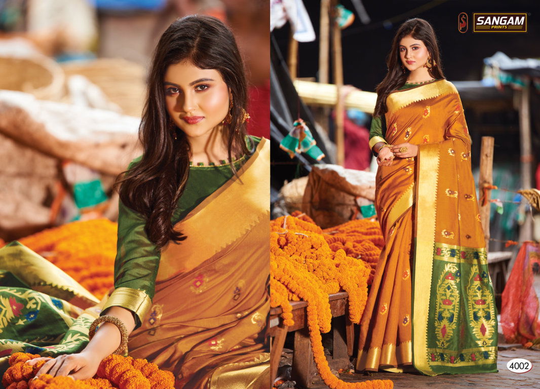 Sangam Aaradhya Latest Fancy Designer Festive Wear Heavy  Handloom Cotton Saree Collection
