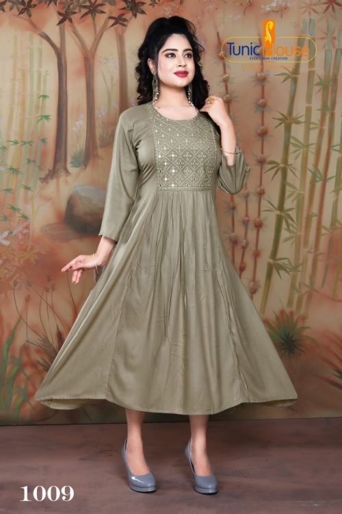 Tunic House Nek Nx New Ethnic Wear Rayon Embroidery Kurti Collection