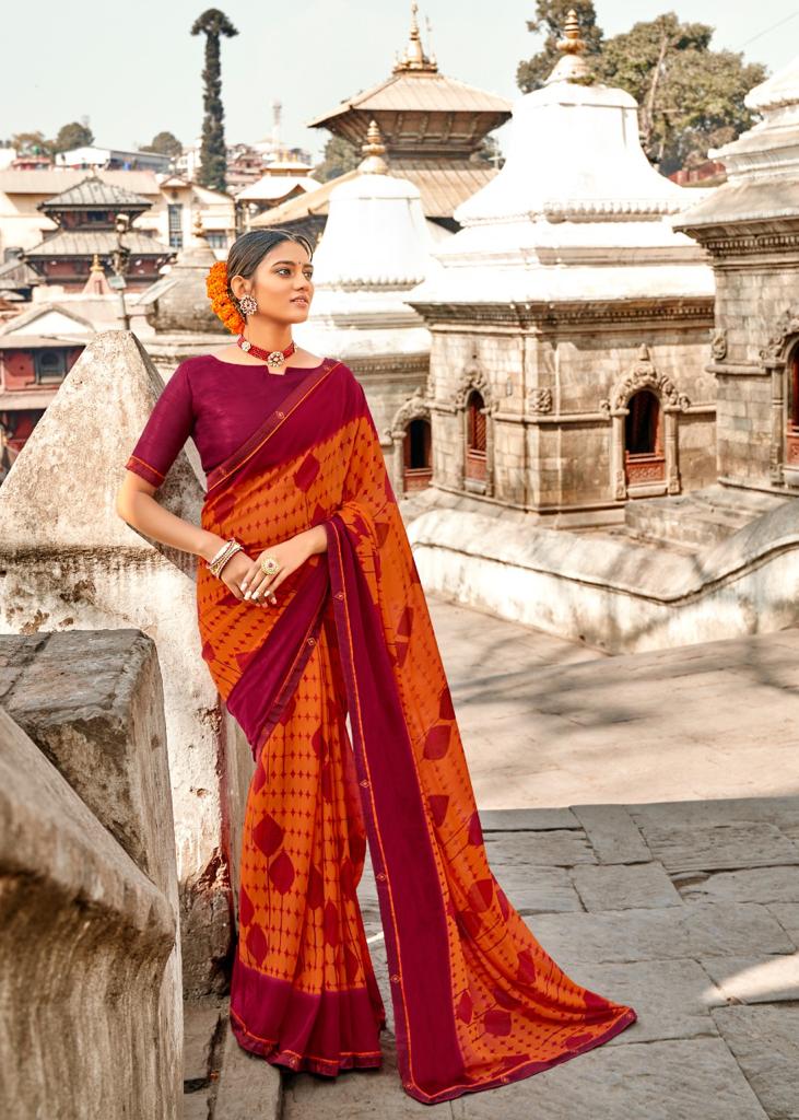 Kashvi Lavanya Silk Weightless Georgette Printed Casual Wear Sarees Collection
