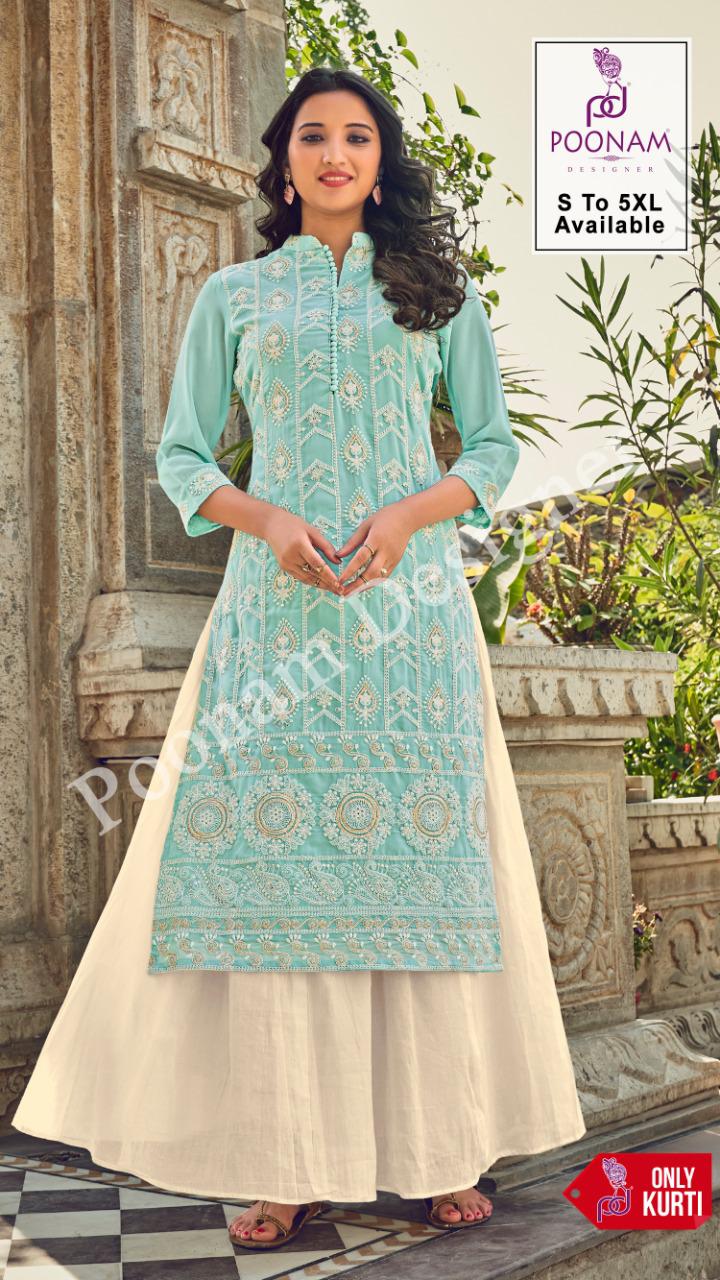 Poonam Lucknowi 101 To 106 Latest fancy Designer Festive Wear Georgette Designer Kurtis Collection
