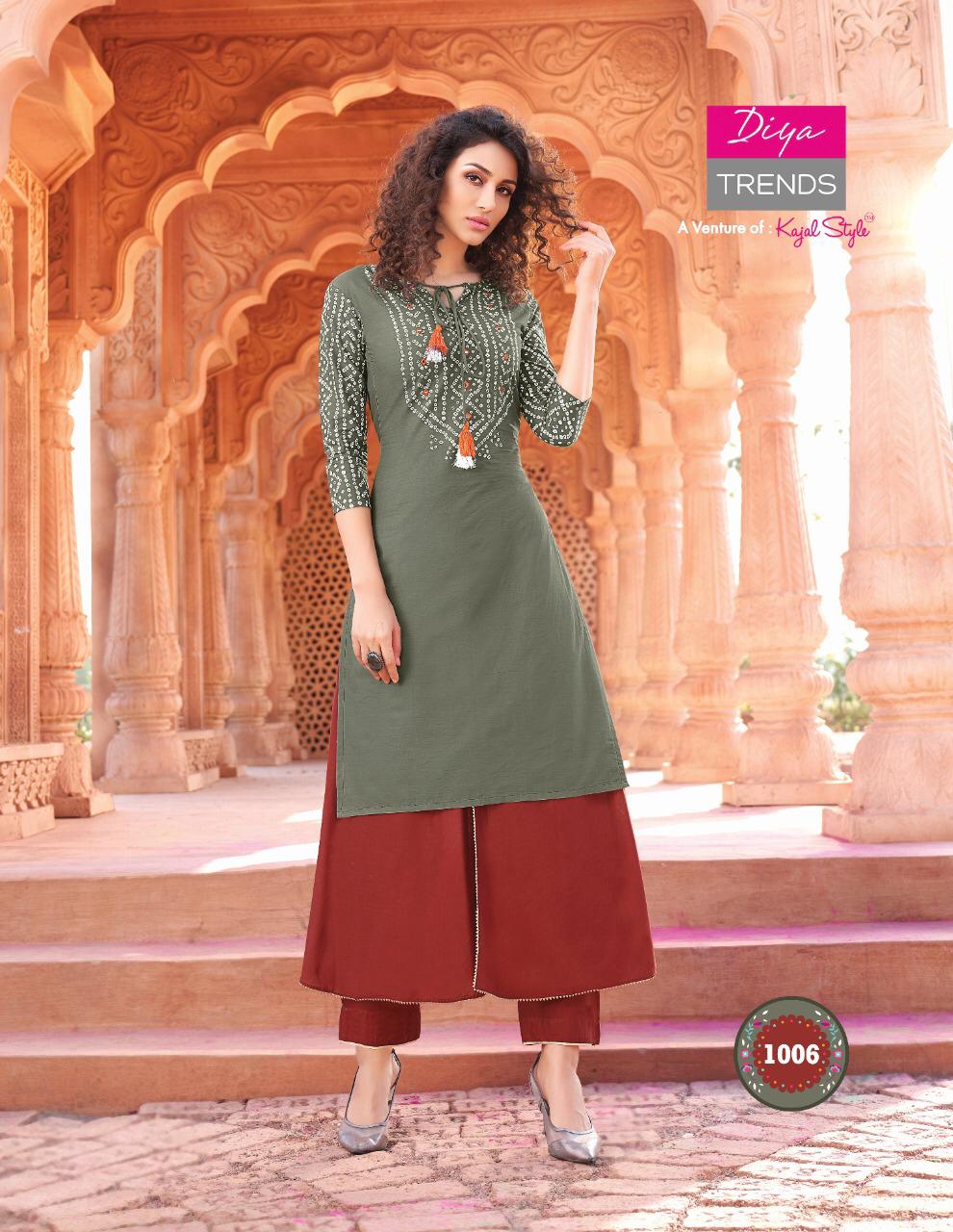 DIYA TRENDS LAUNCH NEW BANDHEJ VOL 1 BANDHANI PRINT DESIGNER EMBROIDERY KURTI WITH PLAZZO,PANT,SKIRT & SHARARA