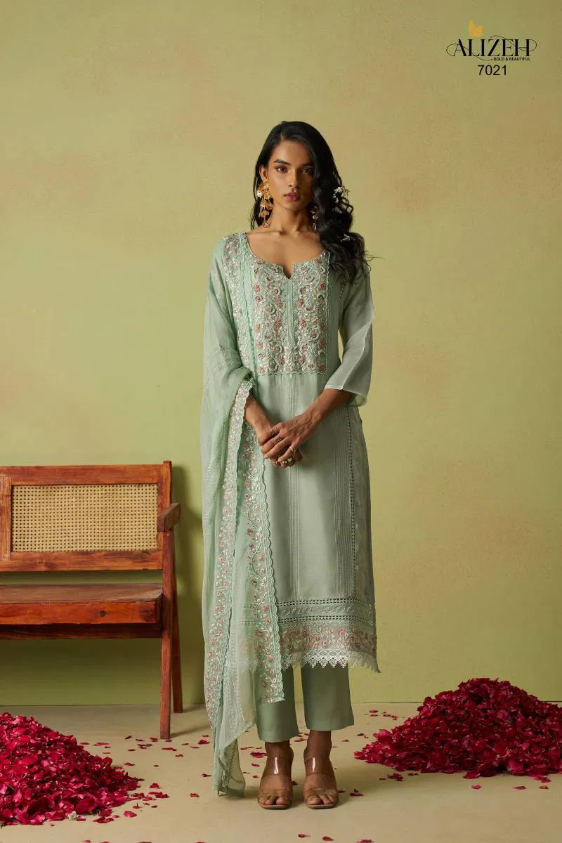 Saadgi Vol 2 By Alizeh Organza Top Bottom With Dupatta Wholesale In India