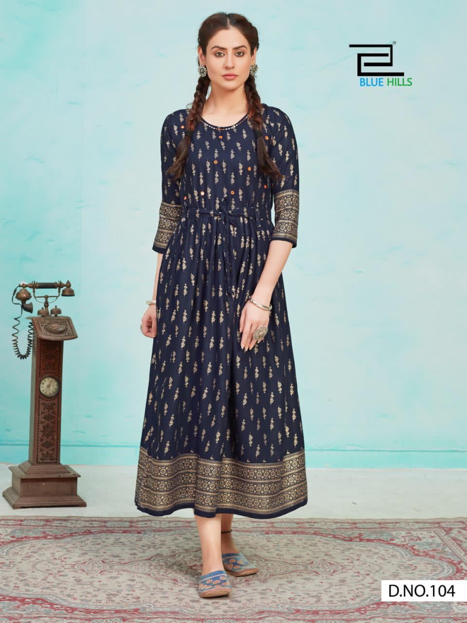 Blue Hills Mari Gold Flair Latest Fancy Designer Ethnic Wear Stylish Kurtis Collection

