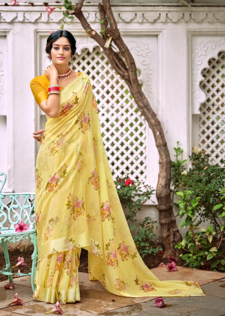 Kashvi Flora Sonakshi Satin Patta Fancy Ethnic Wear Chiffon Printed Saree Collection
