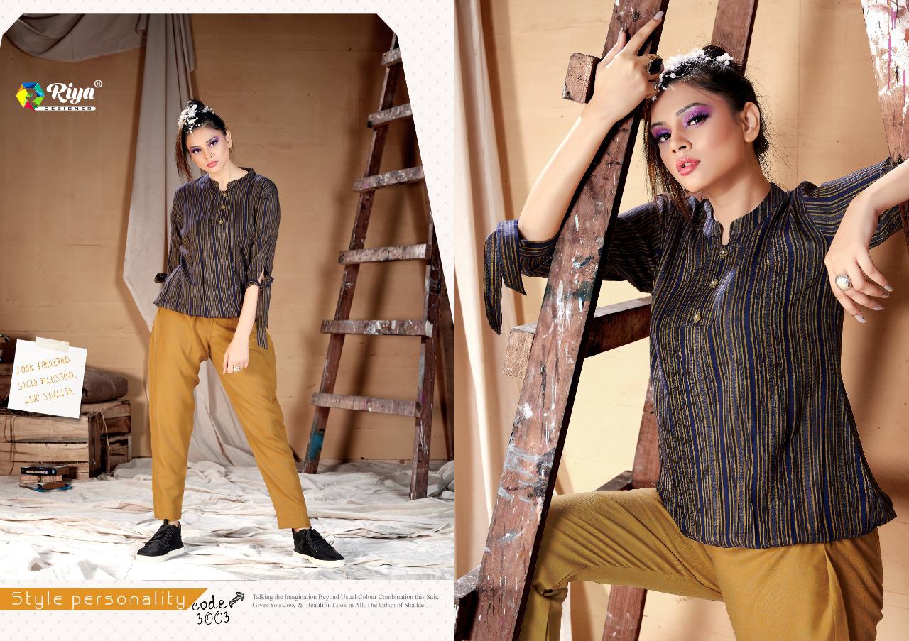 RIYA WESTERN Latest Fancy Casual Wear Handloom Cotton And Stripes With Rayon Stripes Top Collection