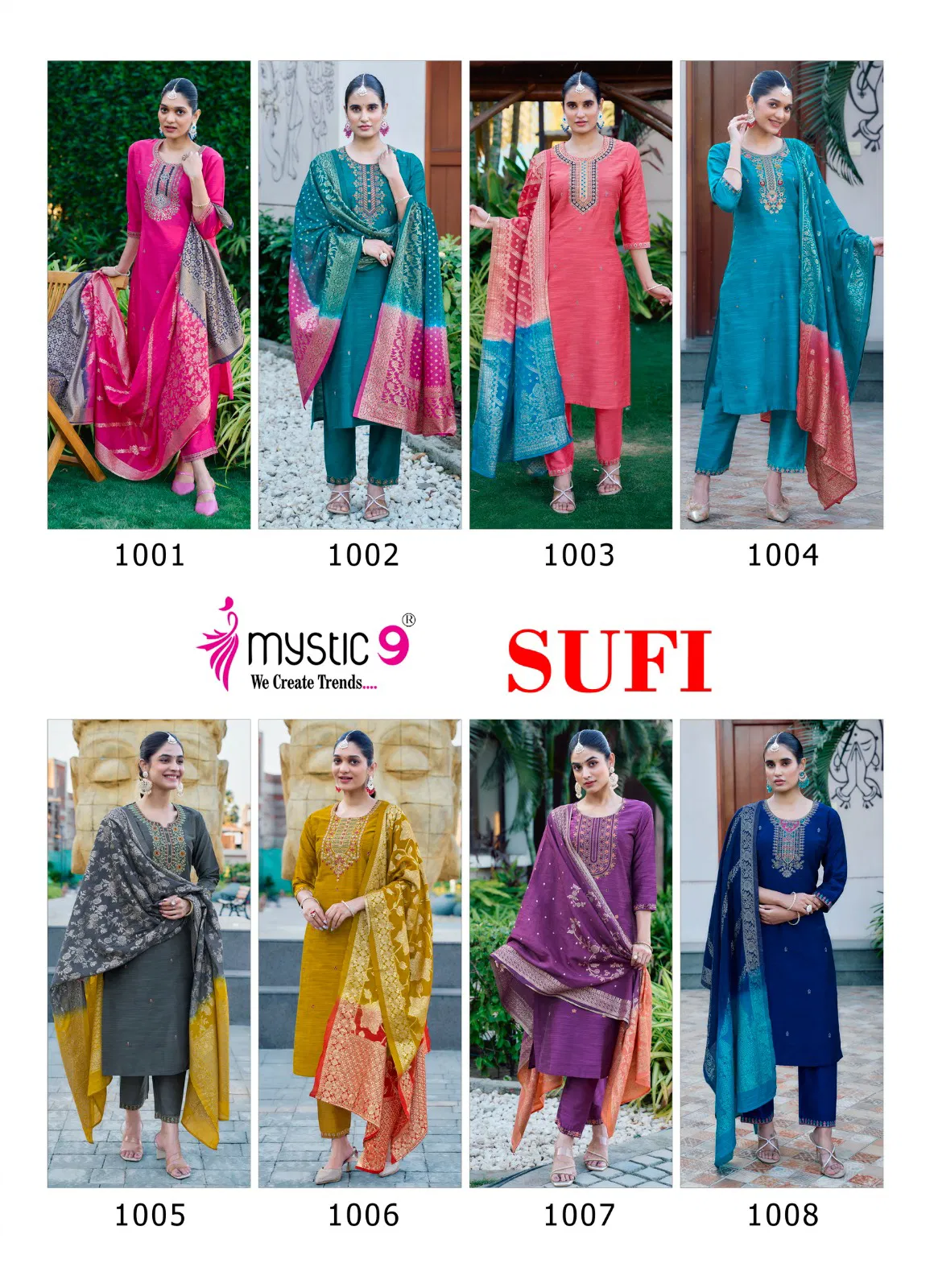 Sufi Vol 1 By Mystic 9 Banglore Silk Kurti With Bottom Dupatta Suppliers In India