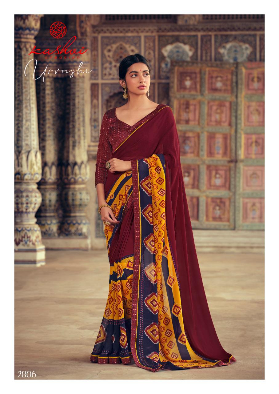 Kashvi Urvashi Latest fancy Regular Casual Wear Weightless Georgette Printed Sarees Collection

