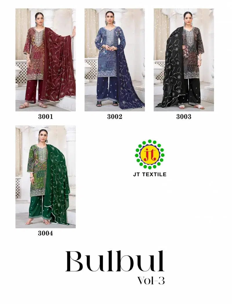 Jt Bulbul 3 Rayon Embroidered Work Dress Material Wholesale Clothing Distributors In India