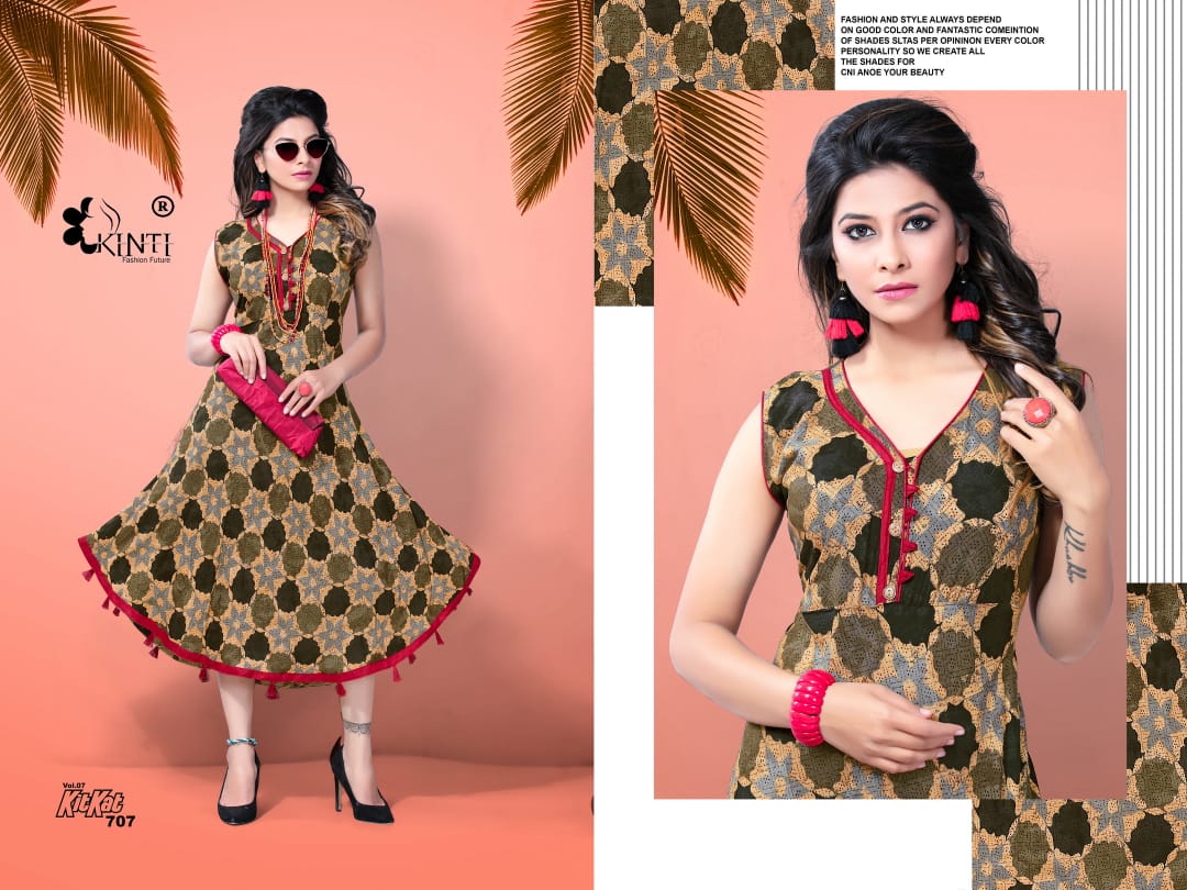Kinti Kit Kat Fancy Daily wear Rayon printed Short Kurtis Collection
