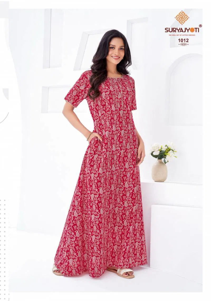 Pearl Vol 1 By Suryajyoti Cotton Printed Nighty Gown Wholesale Market In Surat