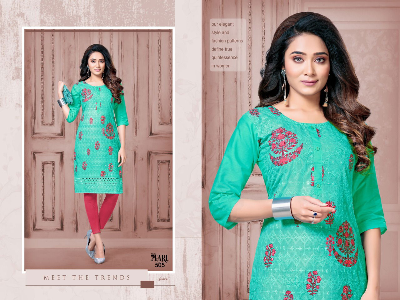 Pearl 5 Ethnic Regular Wear Designer chiken Printed Kurtis Collection
