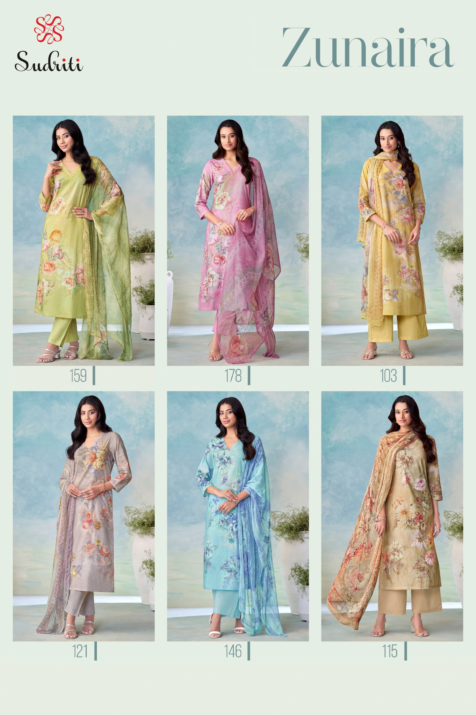 Zunaira By Sudriti Lawn Cotton Printed Designer Salwar Suits Orders In India
