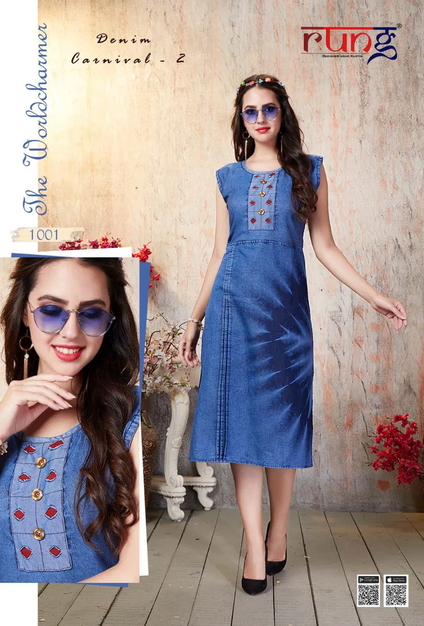 RUNG DENIM CARNIVAL VOL-2 Latest Designer Fancy Festive Wear Heavy Denim Kurtis Collection
