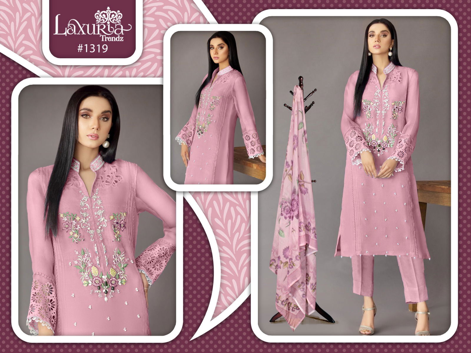 Luxuria 1319 Georgette Kurti With Bottom Dupatta Catalog