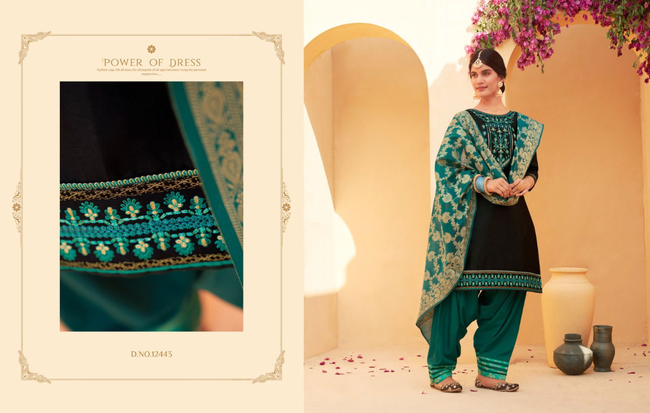 KAJREE SUNHERI PATIYALA VOL-4 Latest Fancy Designer Festive Wear Jam Silk with Embroidery Work And Khatli Work Readymade Salwar Suit Collection