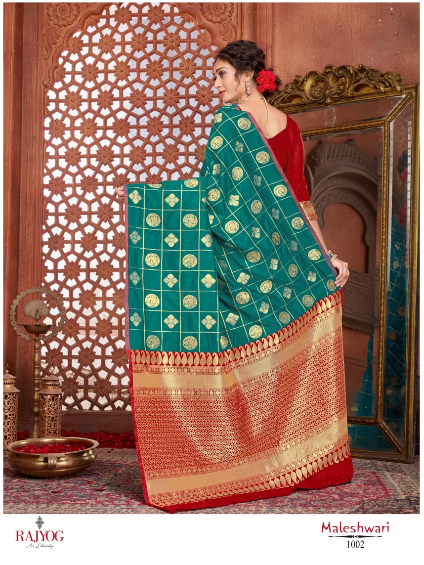 Rajyog Maleshwari Exclusive Printed Rich Look Pllu Soft Silk Sree Collection 