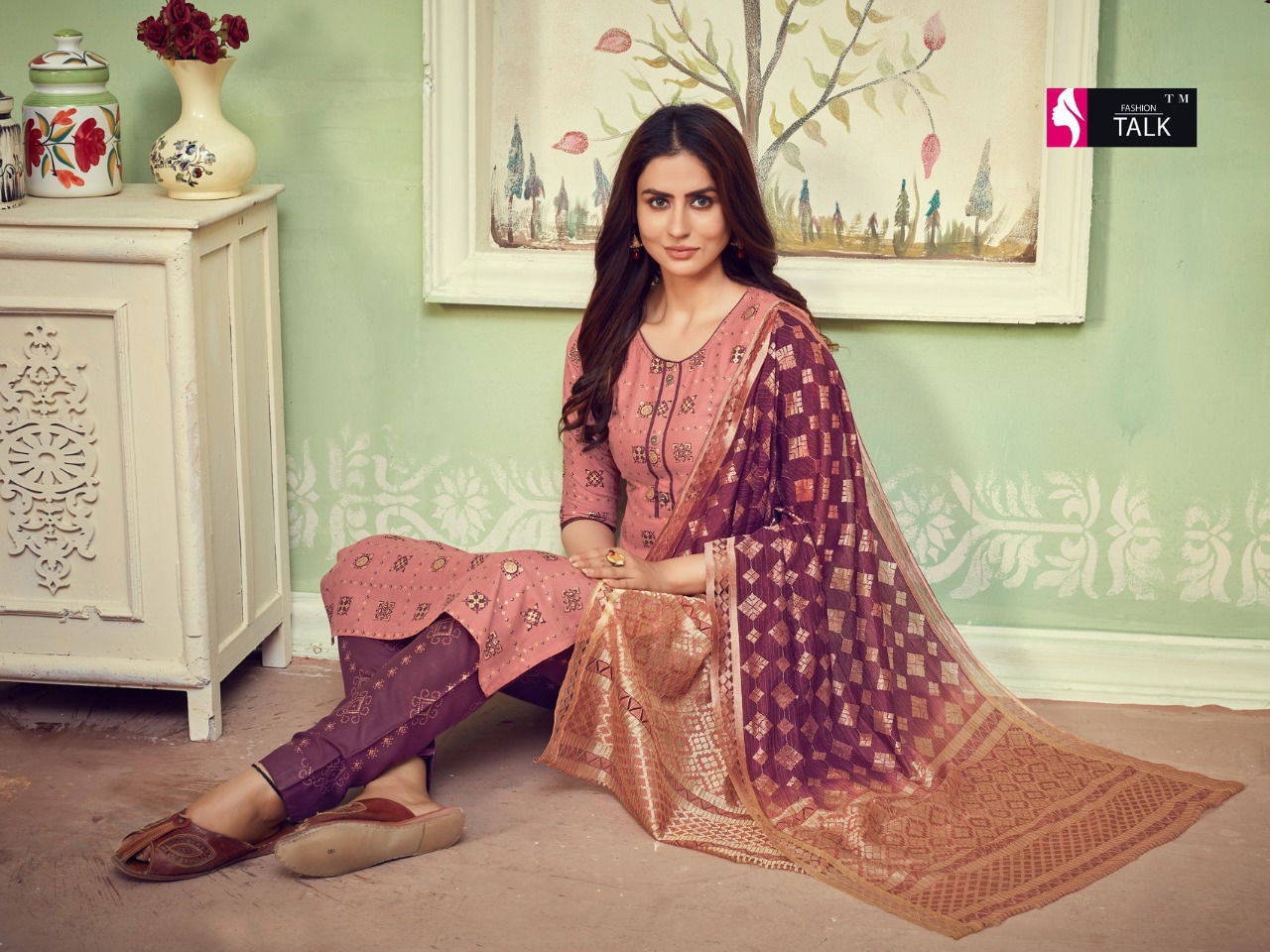 Ft Cherry 1 Latest Fancy Designer Ethnic Wear Rayon Foil Printed  Ready Made Salwar Suit Collection
