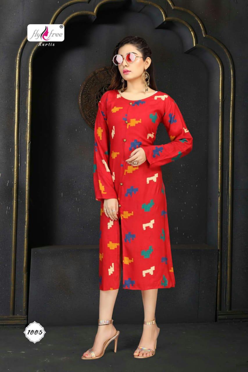 Fly Free Suduko 2 Latest Fancy Designer Stylish Casual Wear	Rayon Long Kurti Collection
