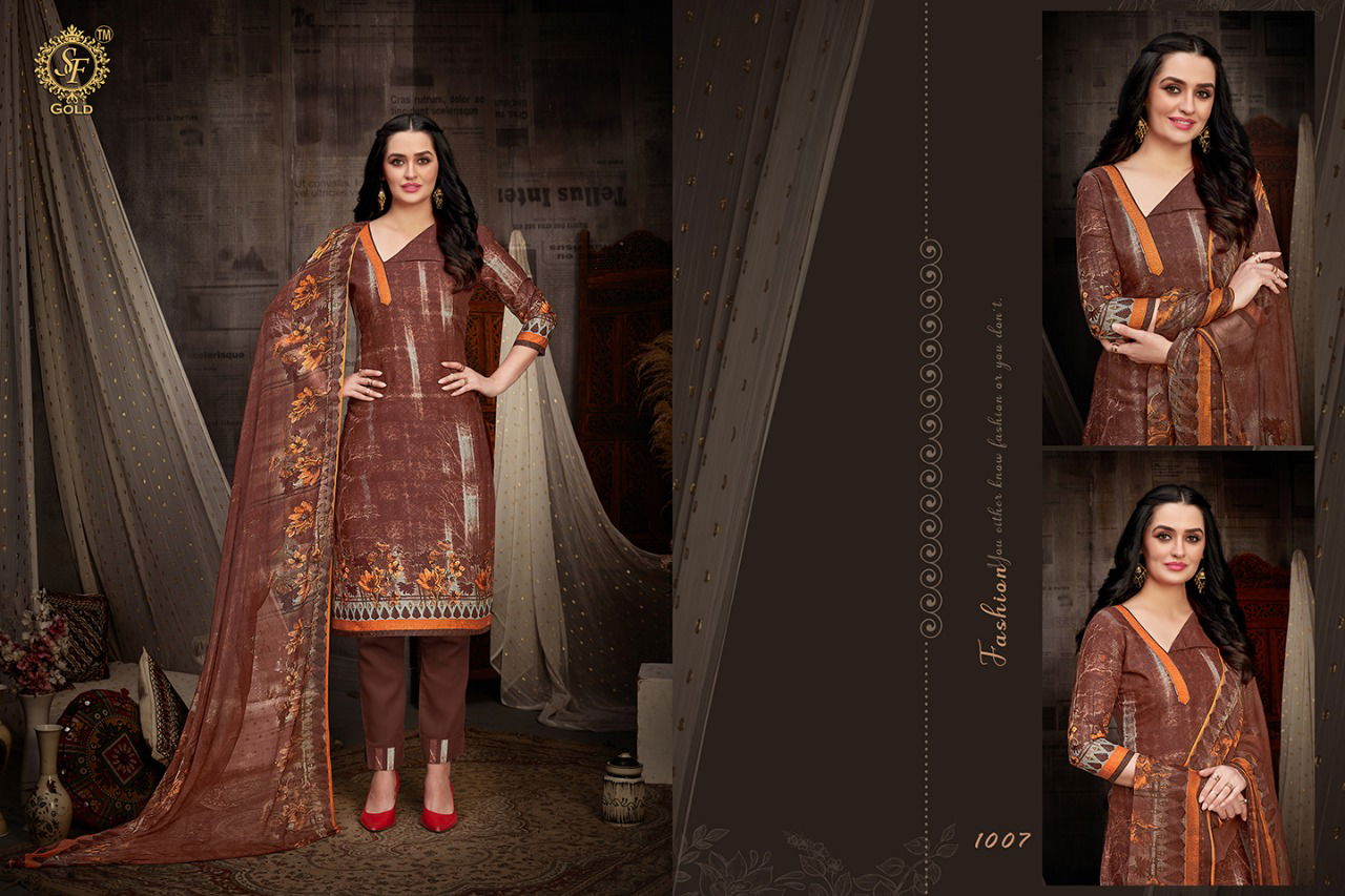 Sf Gold Delhi 6 Latest Printed Regular Wear Premium Cotton Dress Materials Collection
