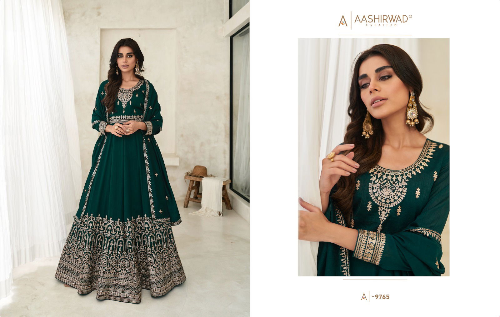 Aashirwad Gulkand Bela Premium Silk Heavy Embroidery Gown With Dupatta Catalog