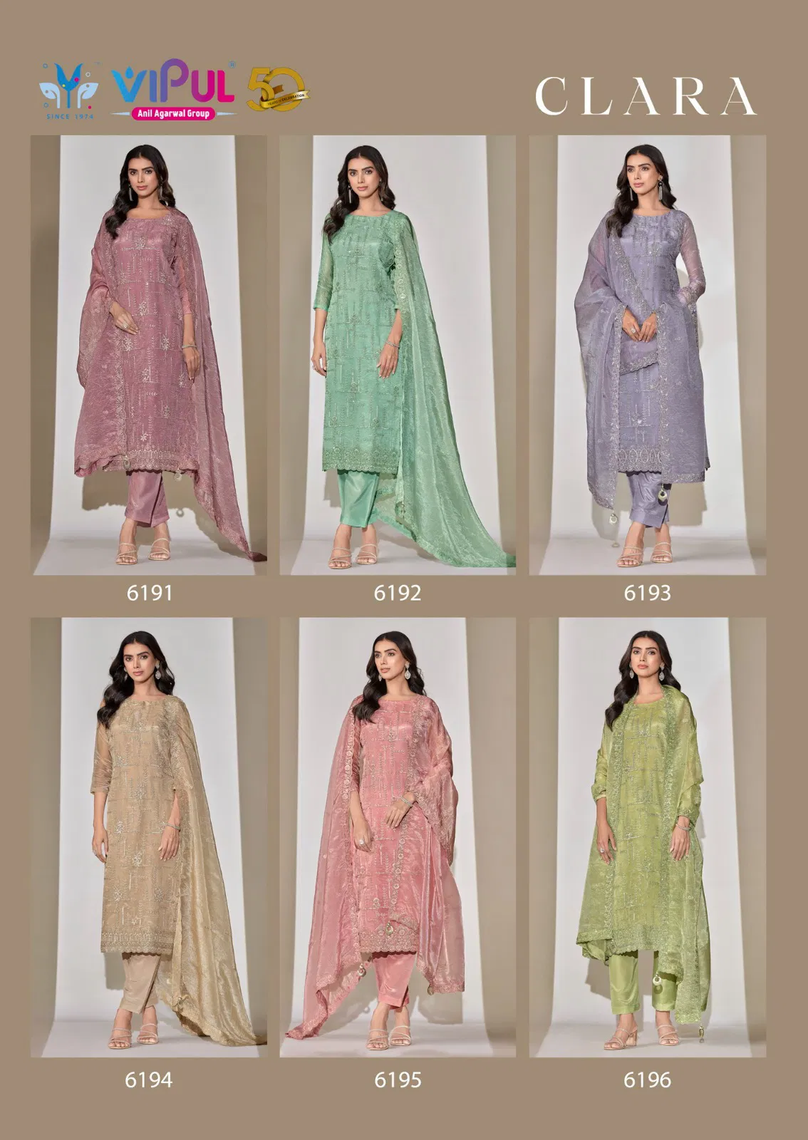 Clara By Vipul Satin Embroidery Designer Surat Salwar Suits Wholesale Market