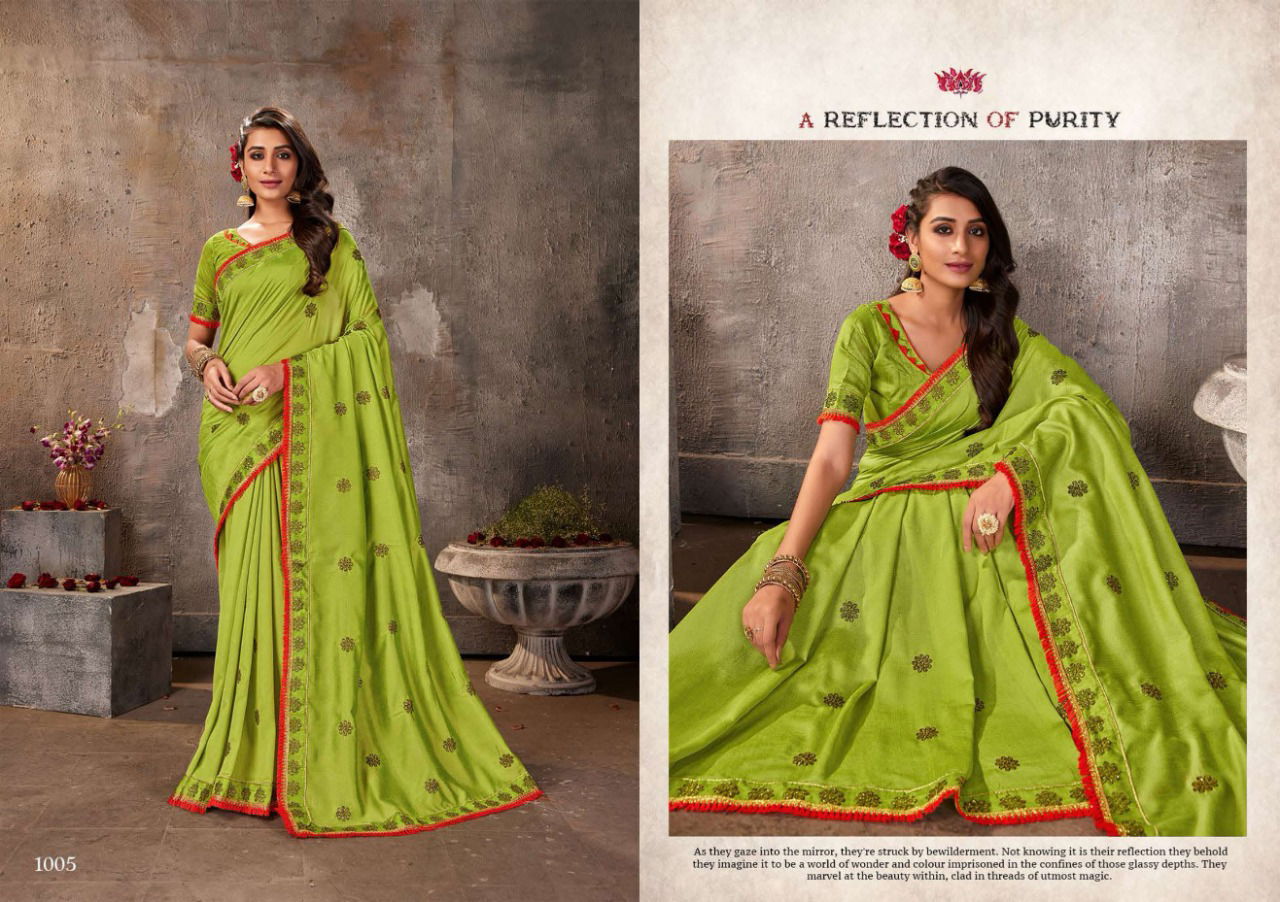 Saroj Lamha Designer Festive Wear Fancy Dyed Vichitra Silk Saree Collection

