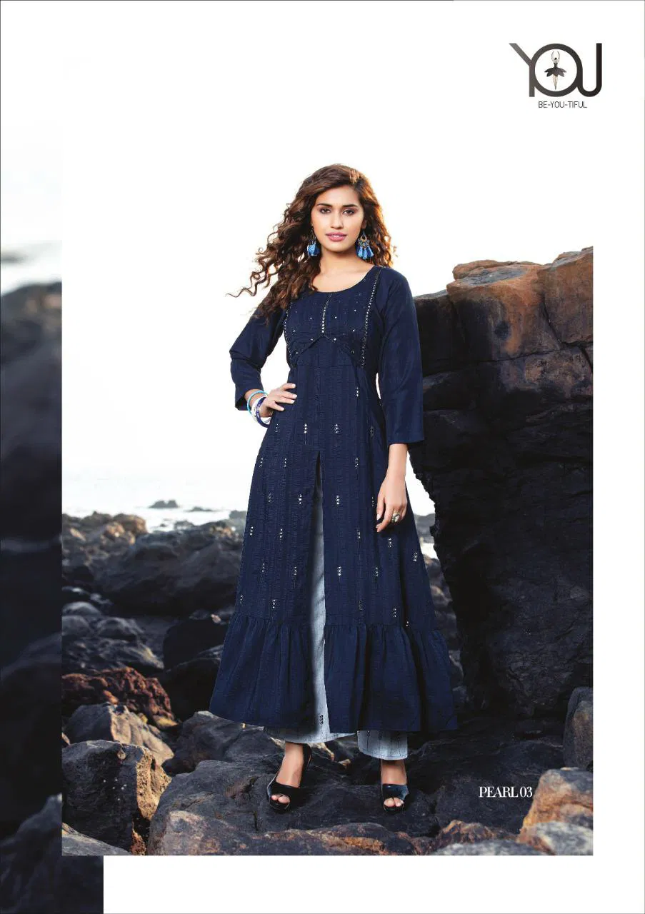 You Pearl Latest Fancy Ethnic Wear Rayon Kurtis With Bottom Collection