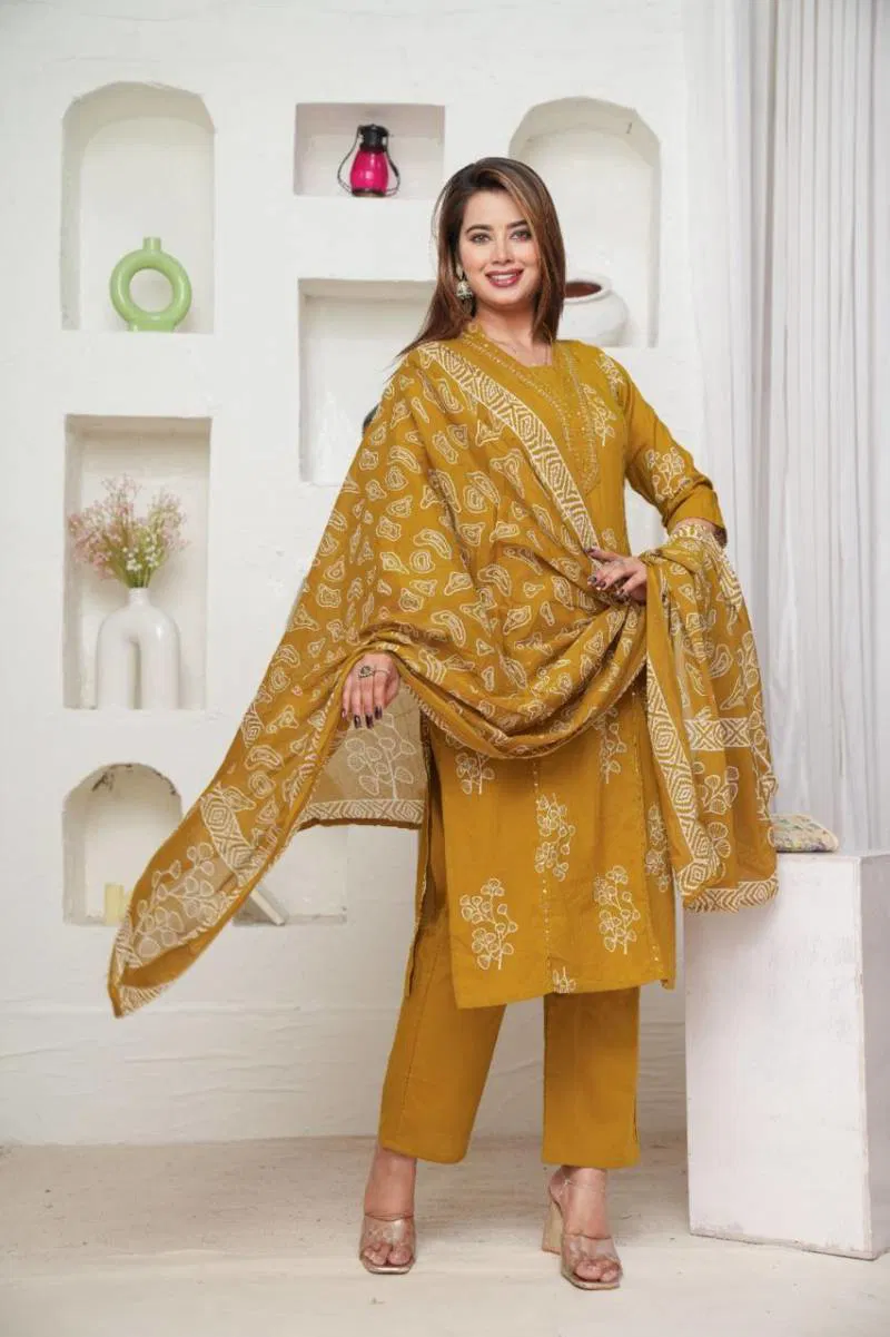 Naisha K 30 Cotton Straight Kurti Bottom With Dupatta Wholesale Price In Surat