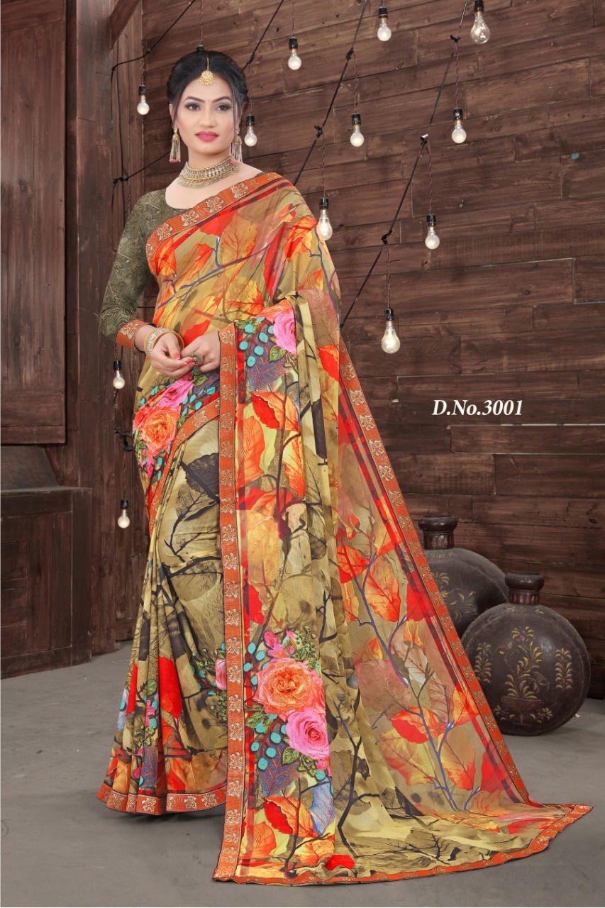 Haytee Everyday Latest Daily Wear Fancy Printed Bordered Saree Collection
