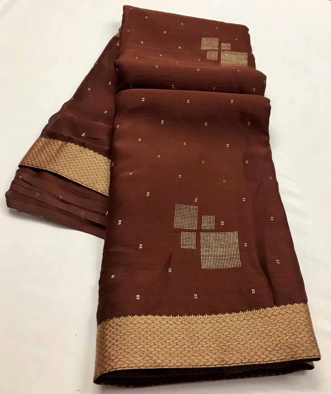 KASHVI TEERTH Designer Fancy Moss chiffon Heavy Designer saree Collection