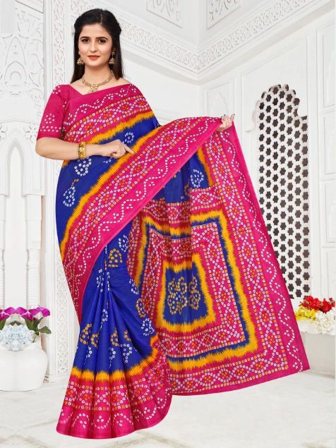 Smc Golden Bandhani Cotton Printed Regular Wear Designer Saree Collection