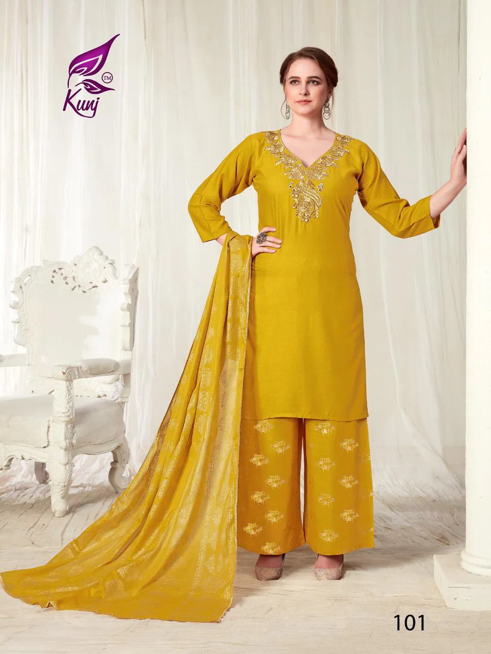 Kunj Kainaat Vol 01 Latest Exclusive Festive Wear Designer Ready Made Plazzo Suit Collection 