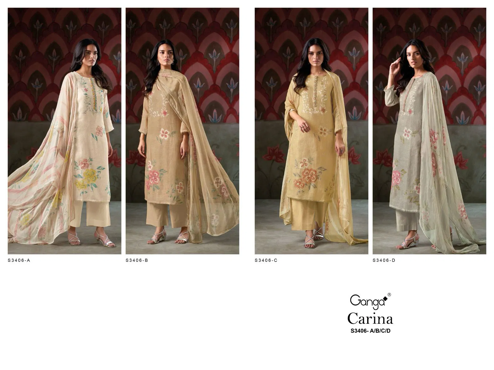 Carina 3406 By Ganga Linen Printed Designer Salwar Suit Suppliers In India