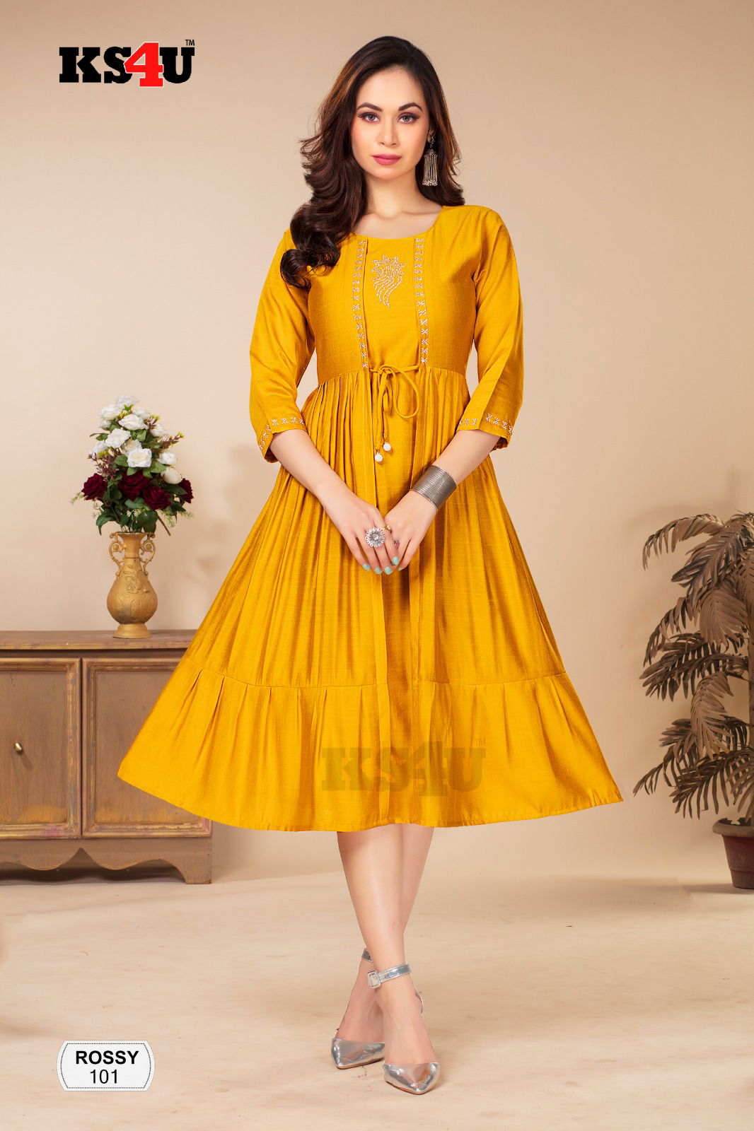 Rossy By Ks4u Plain Designer Anarakali Kurti Wholesale Price In Surat
