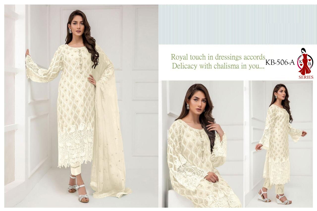 KB Latest Designer Collection of Full Embroidery Work Heavy Faux Georgette Salwar Suit Collection 