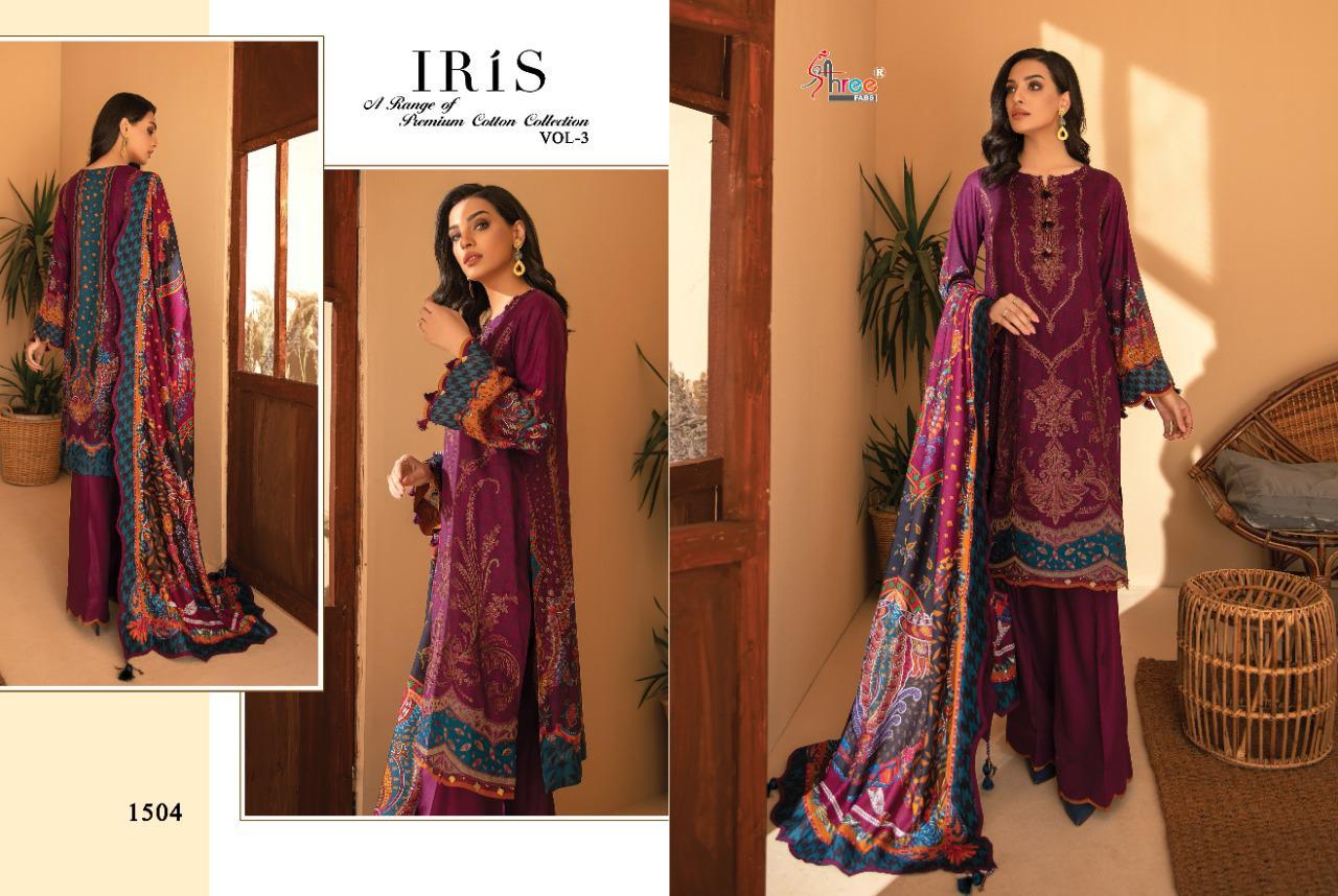Shree Iris 3 Pure Jam Cotton print And embroidery Work  patch Top With Dupatta And Bottom Pakistani Salwar Suits Collection